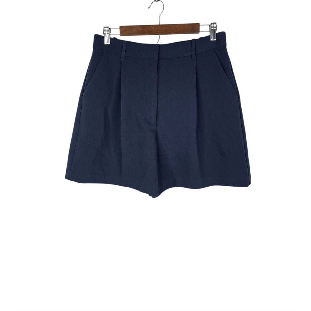 Abercrombie & Fitch Sloane Tailored Navy Pleated Shorts Womens M High Rise Chic